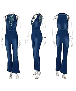 Sexyshine Women's Lapel V Neck Sleeveless Slim Fit One Piece